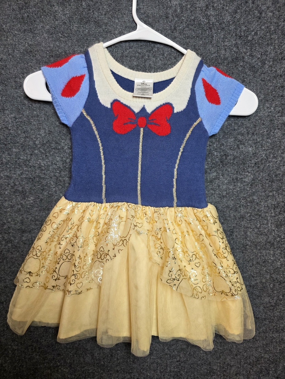 Disney Princess Snow White Knit Sweater Tulle Tutu Dress Toddler Girls Size 3T